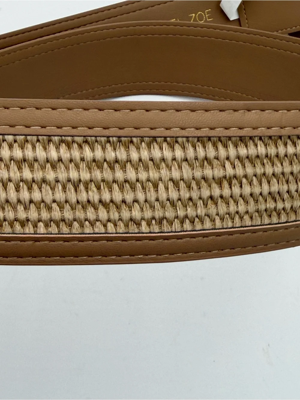 NWT Rachel Zoe Tan Braided Straw Waist Belt Size L